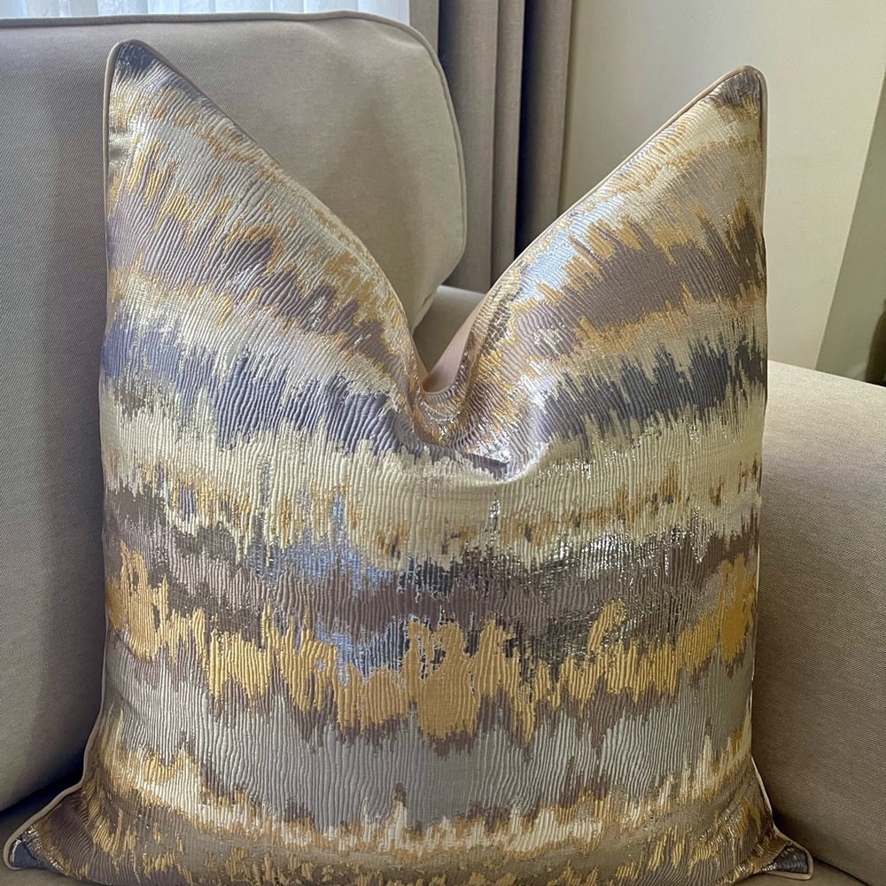 Two Luxury Gold and silver waves glam pillow cover. - Picture 10 of 10